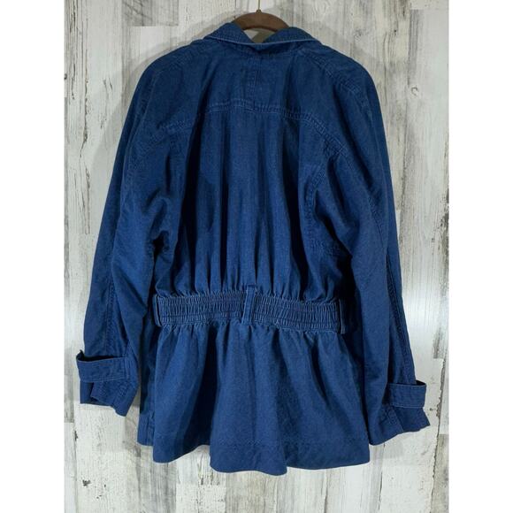 Gene Ewing BIS Womens Denim Jacket Blazer Size P Elastic Waist Pockets Vintage - Picture 2 of 8